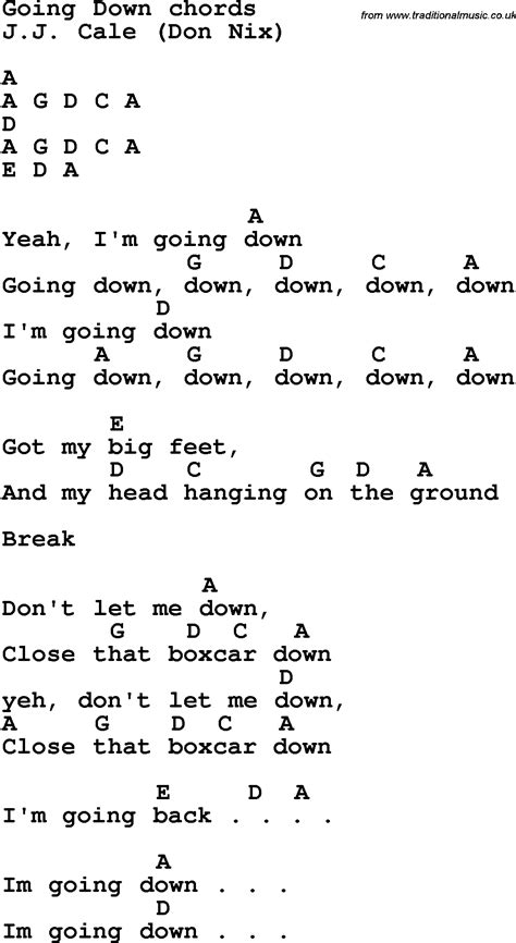 Song lyrics with guitar chords for Going Down