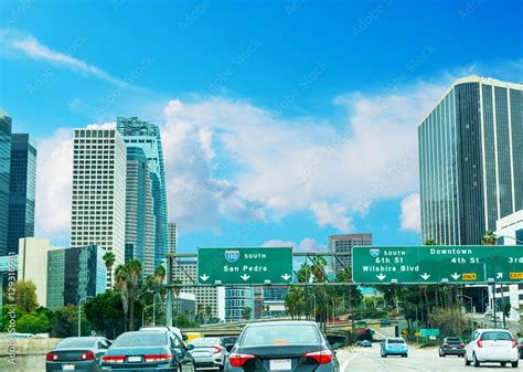 Traffic in 110 freeway in Los Angeles Stock Photo | Adobe Stock