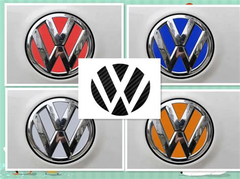 2 set VW VOLKSWAGEN Logo Carbon Fiber/Reflective Sheeting Badge Emblem ...