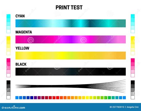 Print Test CMYK Calibration Illustration with Color Test for Cyan ...