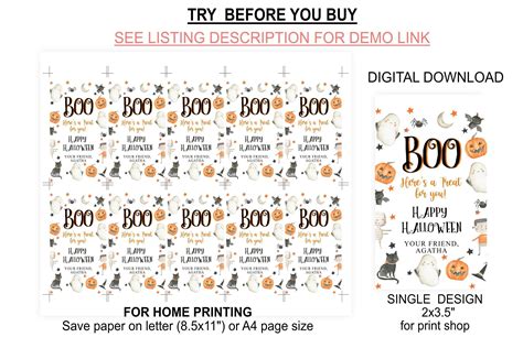 Editable Halloween BOO Favor Tag Trick or Treat Gift Tag – Printables Depot