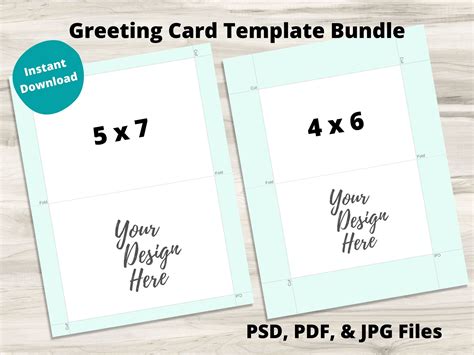 4x6 and 5x7 Greeting Card Template Bundle PSD, PDF & Jpg Files, Design ...