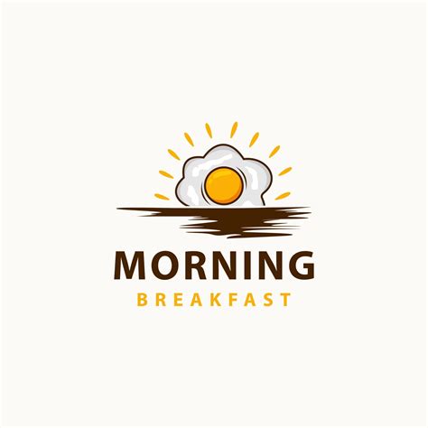 Breakfast logo with fried egg - vector illustration, breakfast emblem ...