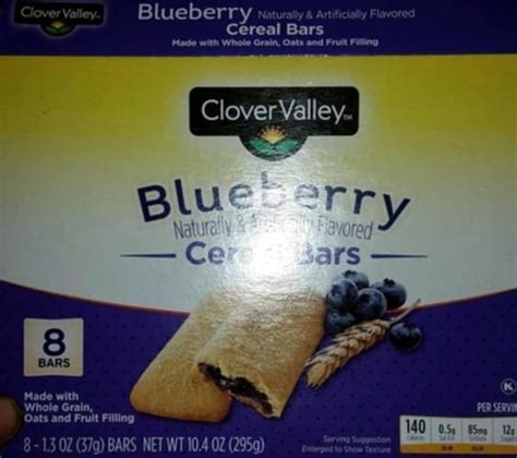 Clover Valley Blueberry Cereal Bars - 37 g, Nutrition Information | Innit