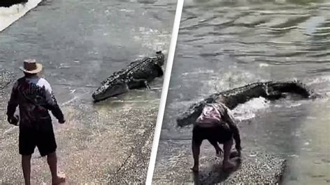 Fisherman Risks His Life To Save His Son's Hat From Giant Crocodile