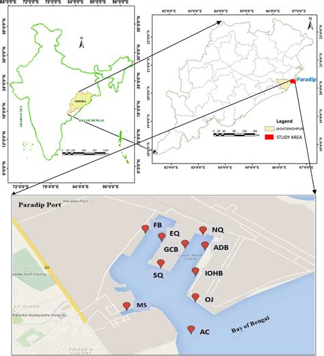 Map of study area inside Paradip port. Sources: www.mapsofindia.com ...