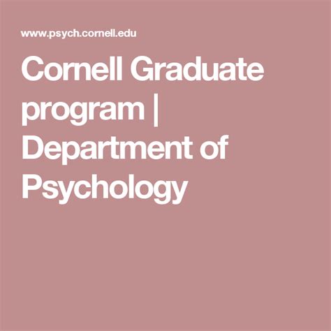 Cornell Graduate program | Department of Psychology | Psychology ...