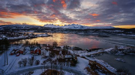 Wallpaper Norway Bodo Winter Nature Sky Snow Scenery river 1920x1080