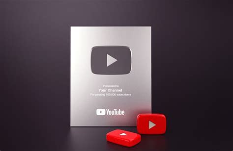 Premium PSD | Silver play button youtube mockup