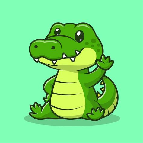 Free Vector | Cute Crocodile Waving Hand Cartoon Vector Icon ...