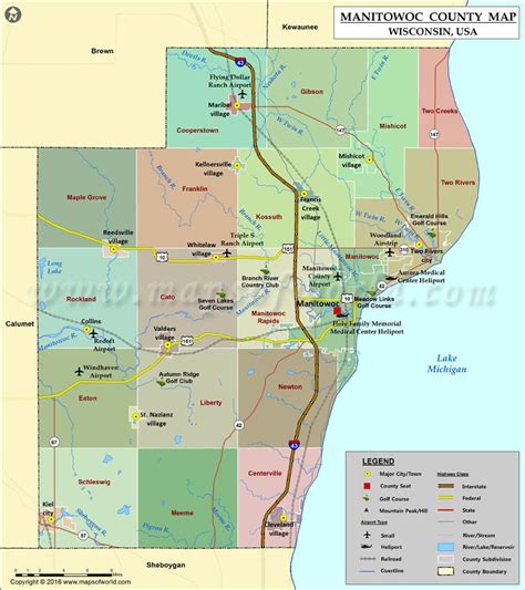 Manitowoc County Map, Wisconsin