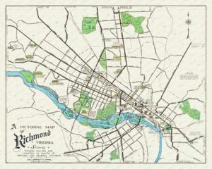 Beautifully Illustrated Pictorial Map of Richmond, VA from 1937 - KNOWOL