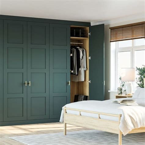 Forest Green Fitted Wardrobe With Oak Interior Fitted Wardrobes Bedroom ...