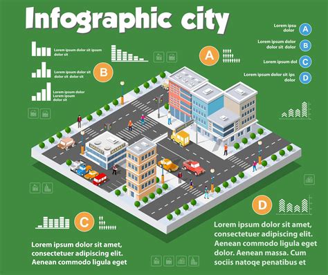 Isometric city map industry infographic set, with 2776782 Vector Art at ...