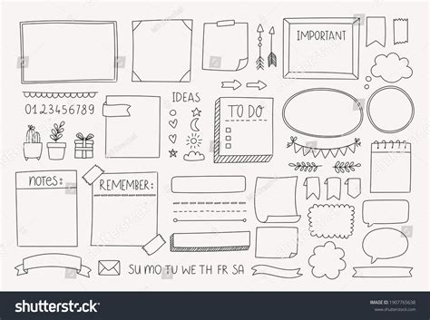 Bullet Journal Hand Drawn Vector Elements Stock Vector (Royalty Free ...