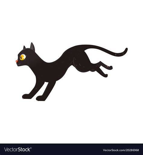 Cute fluffy black cat running side view portrait Vector Image