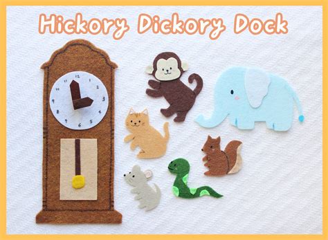 Hickory Dickory Dock Felt Set / Clock & Animals Flannel Board ...