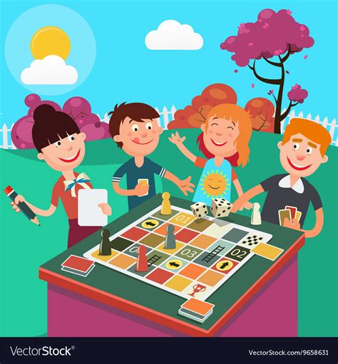 Family playing board game outdoor Royalty Free Vector Image