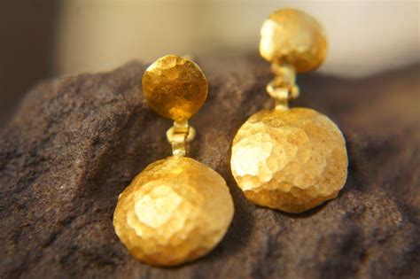 24K Gold Earrings//solid Gold Dangle//handcrafted - Etsy