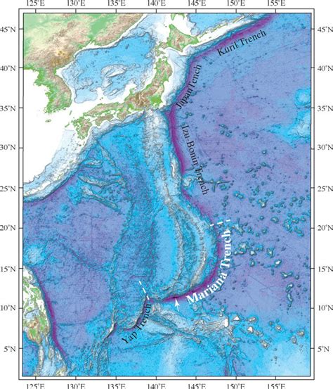 General location of the Mariana Trench. Data from Smith and Sandwell ...