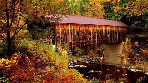 Covered Bridge In Autumn Wallpapers - Wallpaper Cave