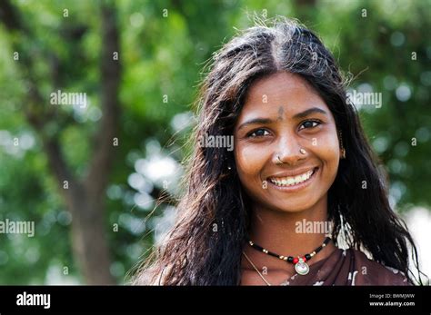 Smiling South Indian Teenage Girl portrait. Andhra Pradesh, India Stock ...