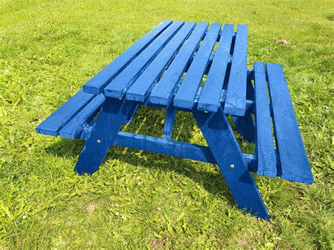 Large Blue Recycled Plastic Composite Rectangle Picnic Bench ...