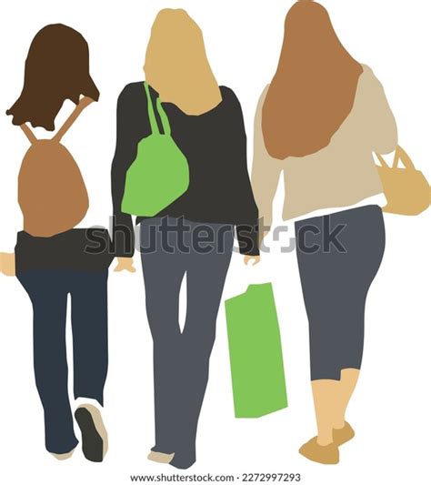 Silhouette Group Women Walking Stock Vector (Royalty Free) 2272997293 ...