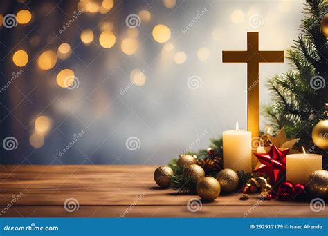 A Christian Cross Standing with Beautiful Christmas Decorations in this ...