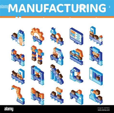 Manufacturing Process Isometric Icons Set Vector Stock Vector Image ...