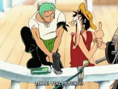 monkey d luffy roronoa zoro gif | One piece funny, One piece gif, One ...