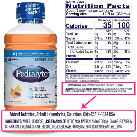 Pedialyte Nutrition Facts Sodium | Besto Blog