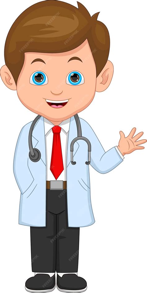 Premium Vector | Cartoon cute young doctor waving