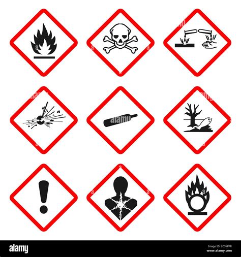 GHS pictogram hazard sign set. Isolated on white background. Dangerous ...