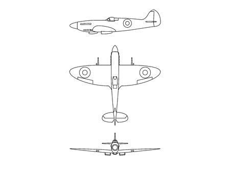 Spitfire airplane line drawing vector | Plane drawing, Airplane drawing ...