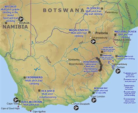 Climbing Map for South Africa | Peak High Mountaineering