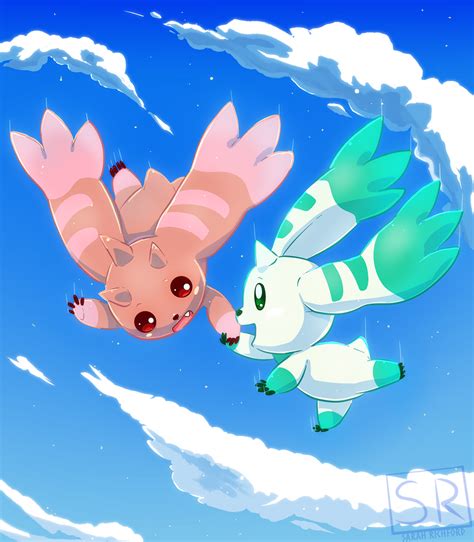 Lopmon and Terriermon in the sky | Digimon | Know Your Meme