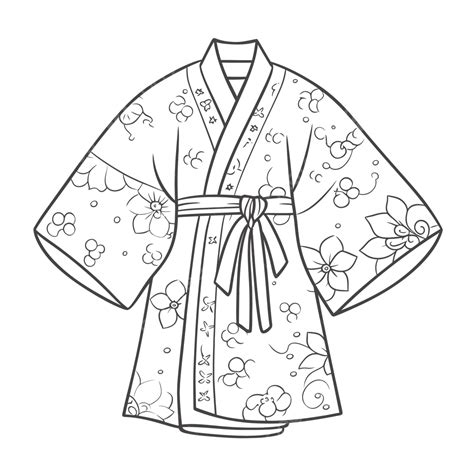 Dibujo De Patrones Kimono Para Un Boceto Página Colorear Inglés Vector ...