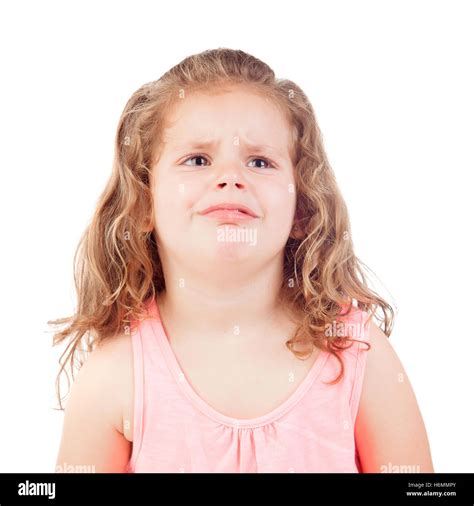 Sad little girl crying isolated on a white background Stock Photo - Alamy