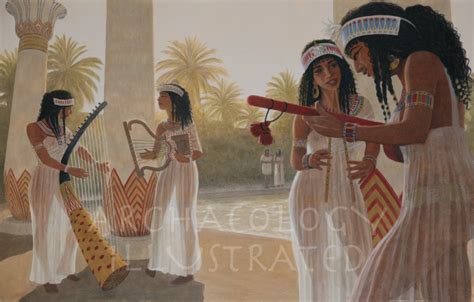 Egyptian Musicians by the Pool. Based on Egyptian Tomb Paintings ...