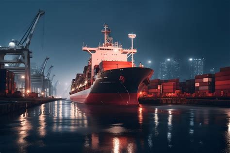 Premium AI Image | A cargo ship docking at a port