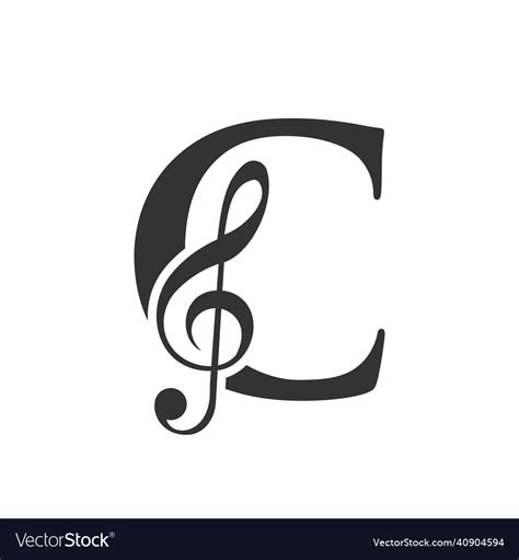 Music logo on letter c concept c note sign Vector Image