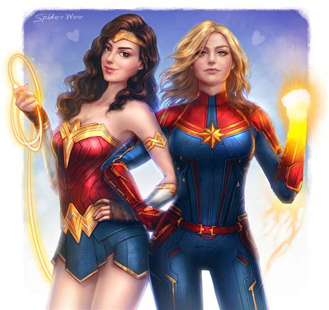 ArtStation - Cute & Cool : Wonder Woman & Captain Marvel , SpiderWee ...