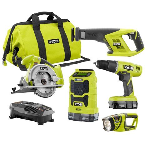 Ryobi ONE+ 18-Volt Lithium-Ion Cordless Combo Kit (5-Piece)-P1879 - The ...