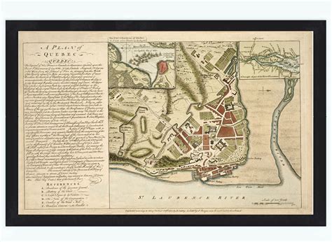 Old Map of Quebec City Canada 1759 Vintage Map Wall Map Print - VINTAGE ...