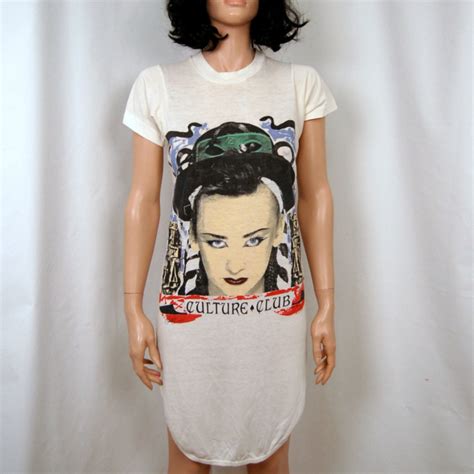 80's CULTURE CLUB T shirt Dress S