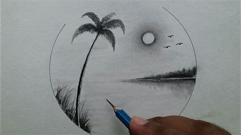 How to Draw Easy Scenery of Nature for Beginners / Scenery Sketch with ...