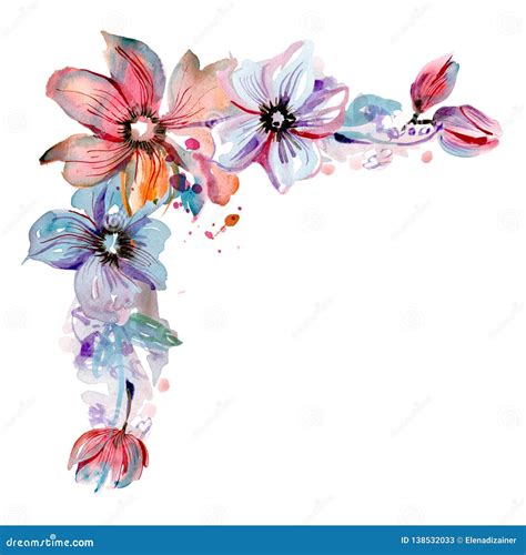 Flower Corner In Vector. Black Flowers On Transparent Background ...