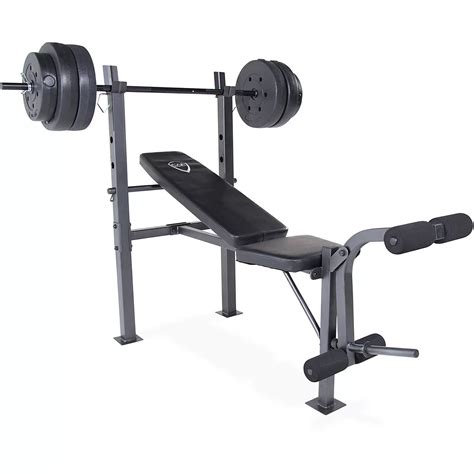 CAP Barbell Weight Lifting Bench with Preacher and 100 lb Weight Set ...