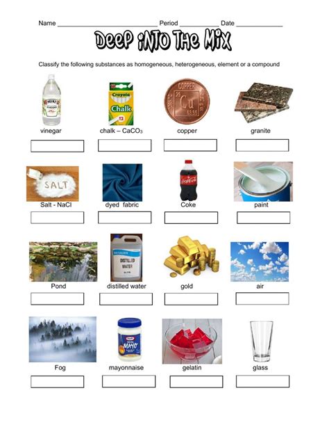 Mixture or Pure Substance? worksheet in 2023 | Types of mixtures ...